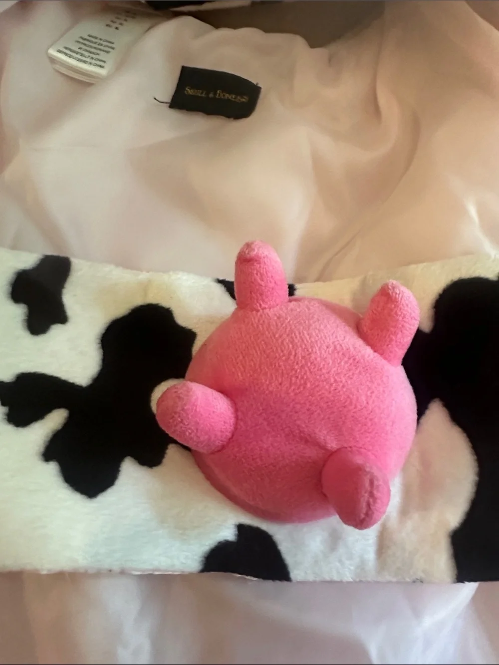 Cow Print Hooded Dog Costume with Pink Lining